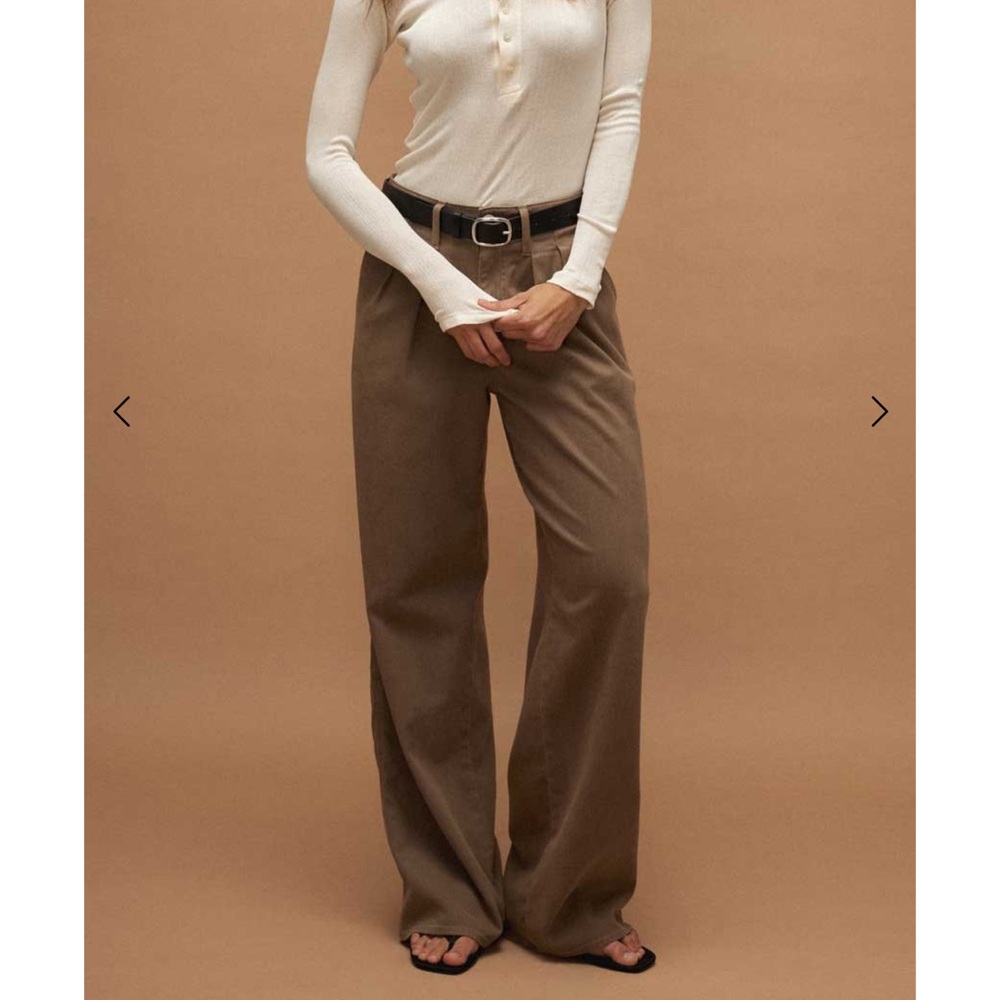 AMO sheryl trouser in coffee size 28 brown front pleats - Picture 5 of 12